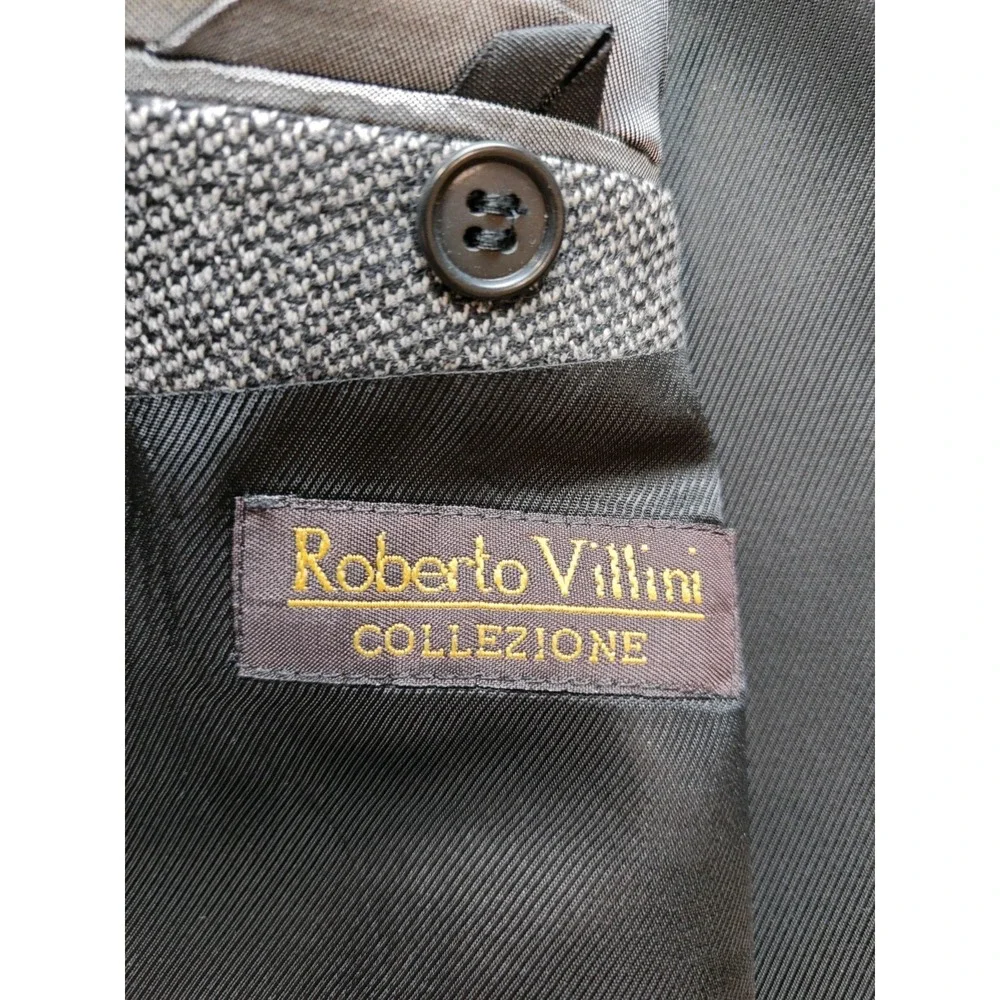 Roberto Villini Mens Wool Sports Coat 42L Gray Speckle 3 Button Blazer E606